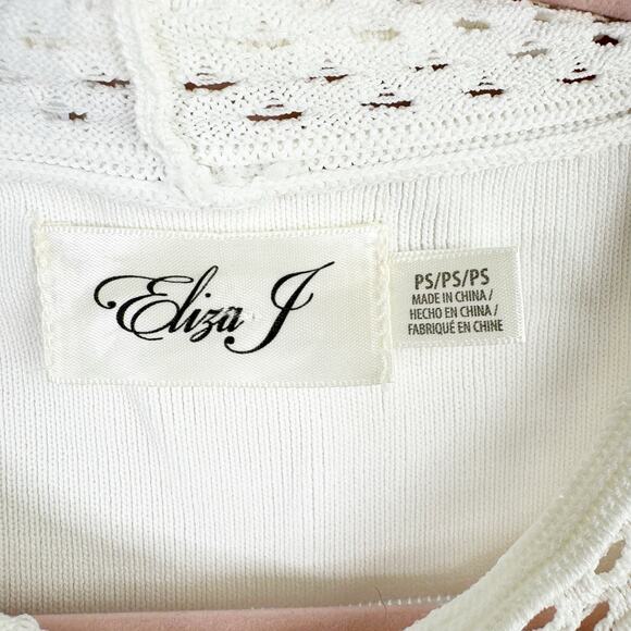 Eliza J Pointelle Knit Ruffle Hem Dress Ivory Petite Size Small NEW Textured - Picture 4 of 16